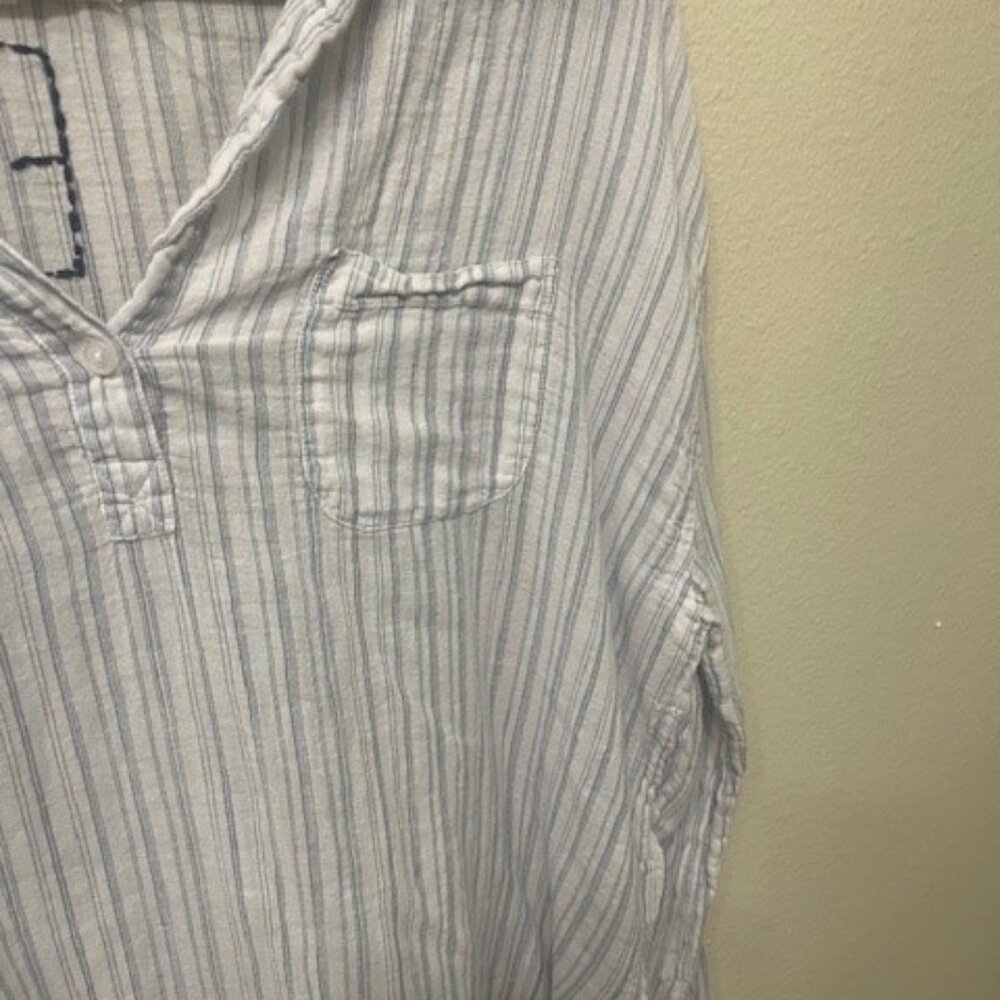 Sundry Sea Sun Salt White with Micro Blue Stripes Shirt - Size S - Picture 3 of 7